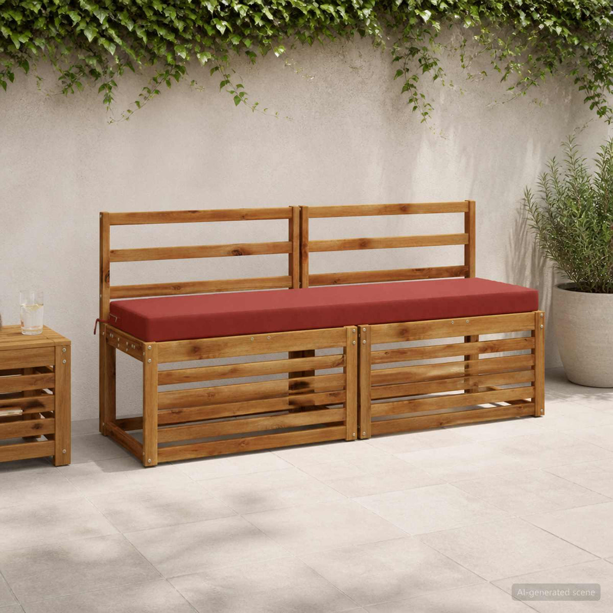 Bench Cushion SOEST 100% Polyester Red 160 x 40 x 8 cm