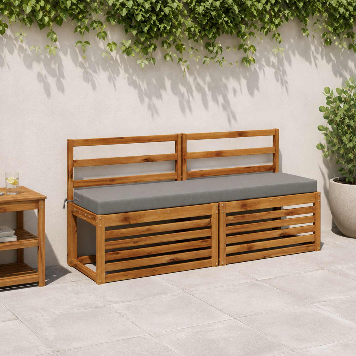 Bench Cushions SOEST 2 pcs 100% Polyester Grey 140 x 40 x 8 cm
