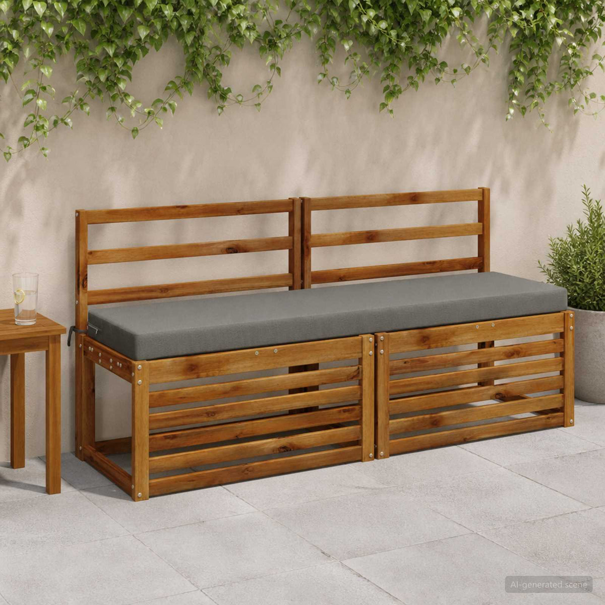 Bench Cushions SOEST 2 pcs 100% Polyester Grey 150 x 40 x 8 cm