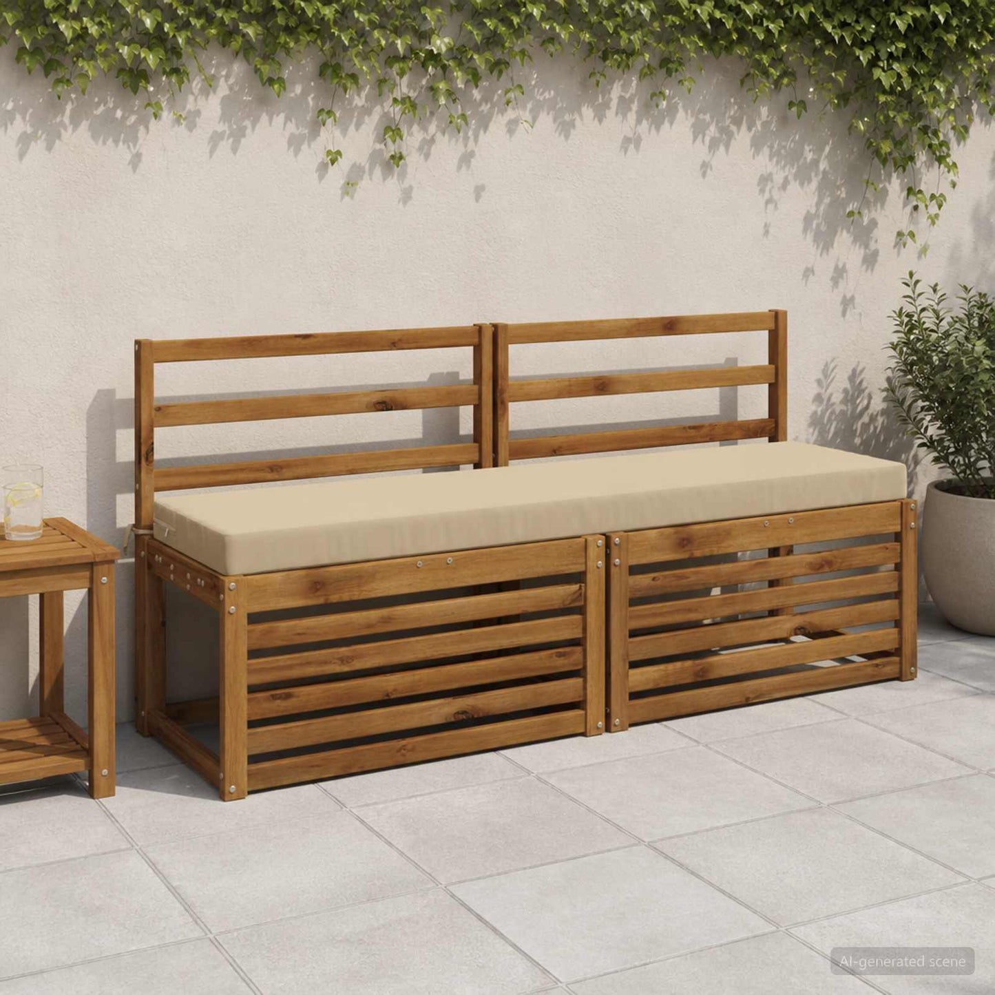 Bench Cushion SOEST 100% Polyester Beige 150 x 40 x 8 cm