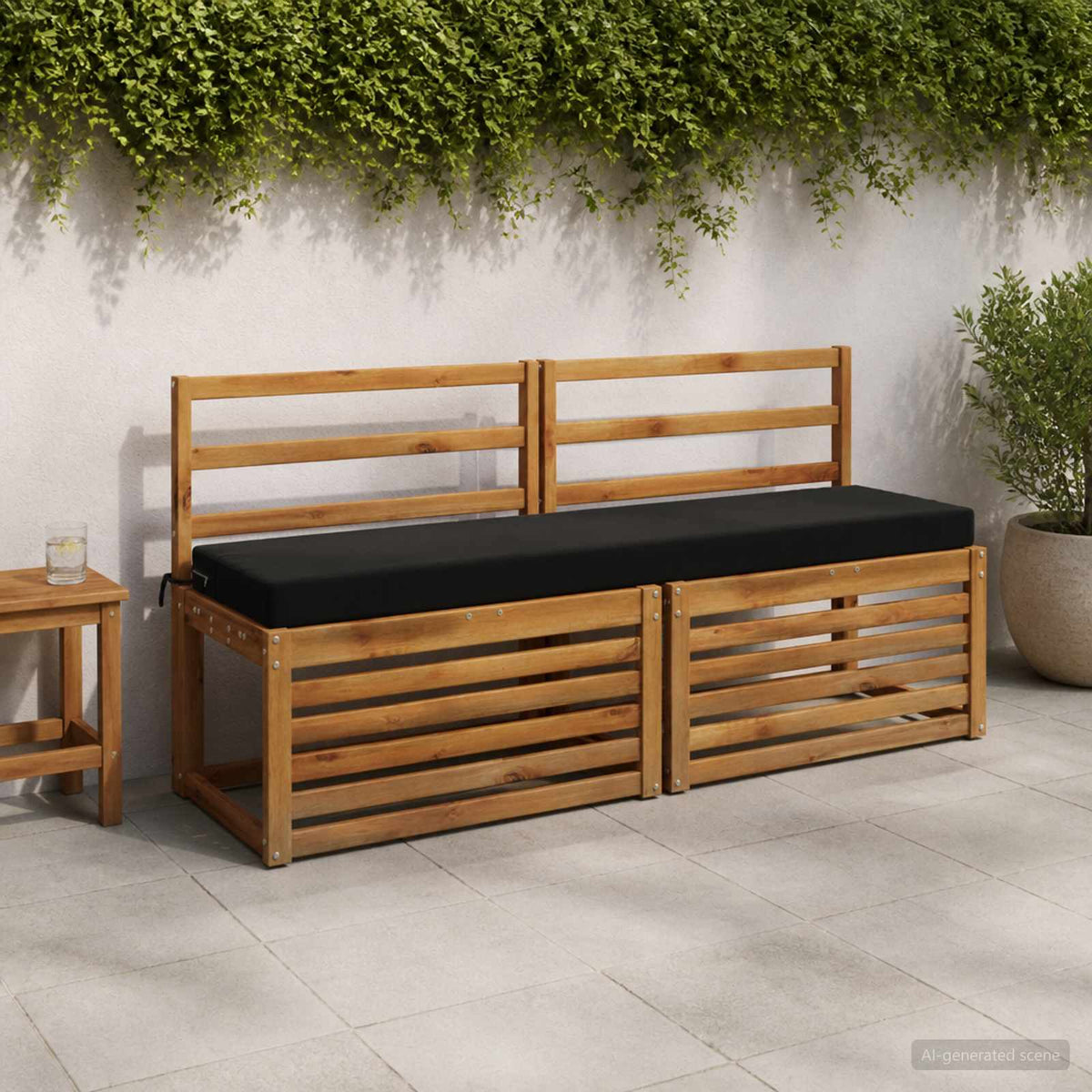 Bench Cushions SOEST 2 pcs 100% Polyester Black 160 x 40 x 8 cm