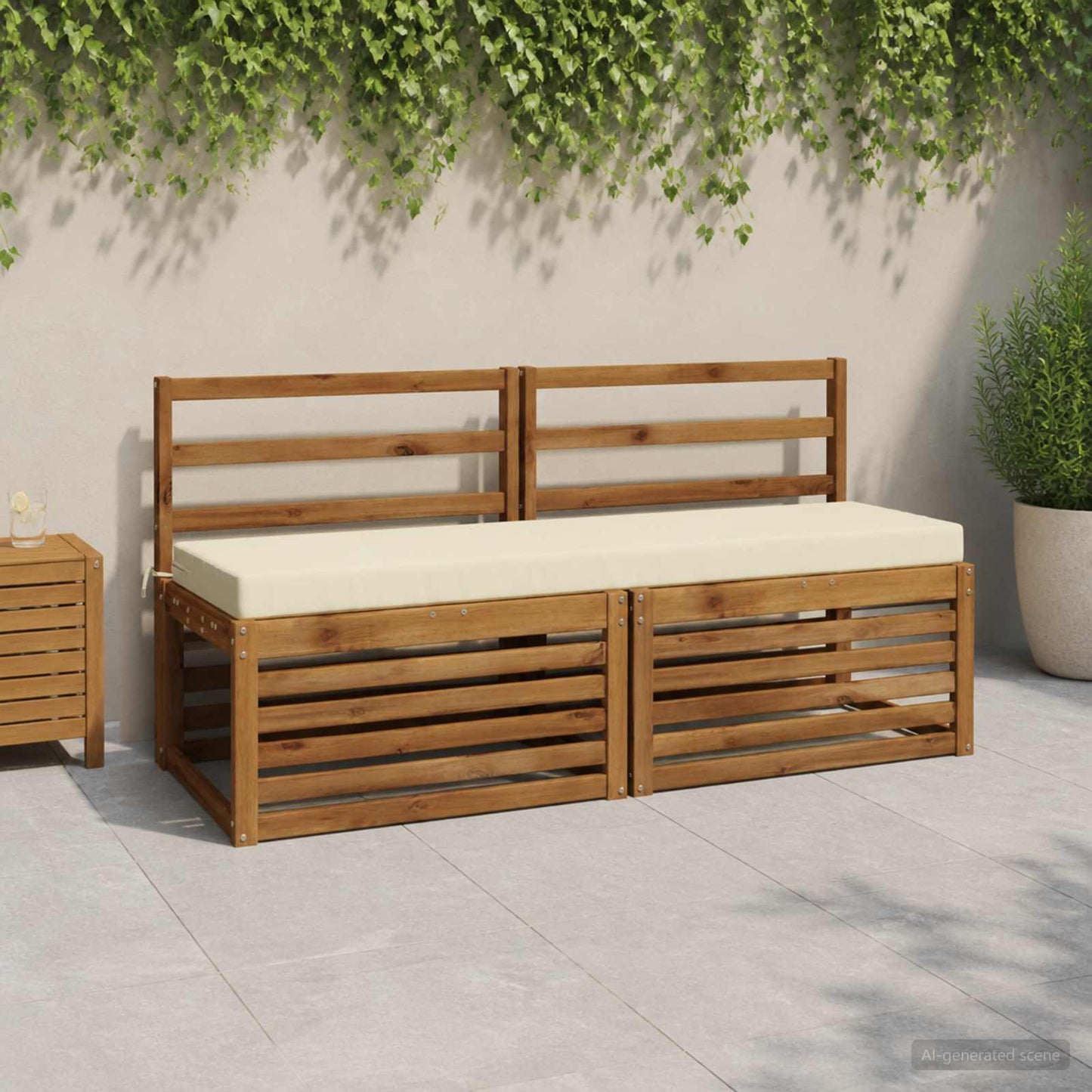Bench Cushion SOEST 100% Polyester Cream 160 x 40 x 8 cm