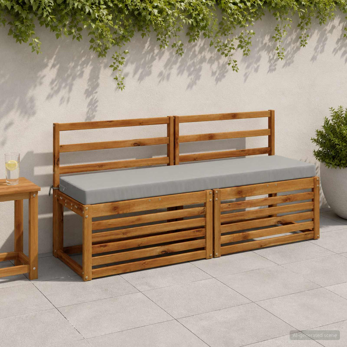 Bench Cushion SOEST 100% Polyester Grey 160 x 40 x 8 cm