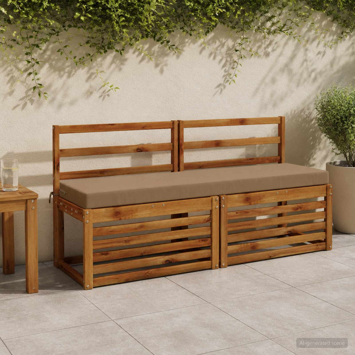 Bench Cushion SOEST 100% Polyester Taupe 160 x 40 x 8 cm