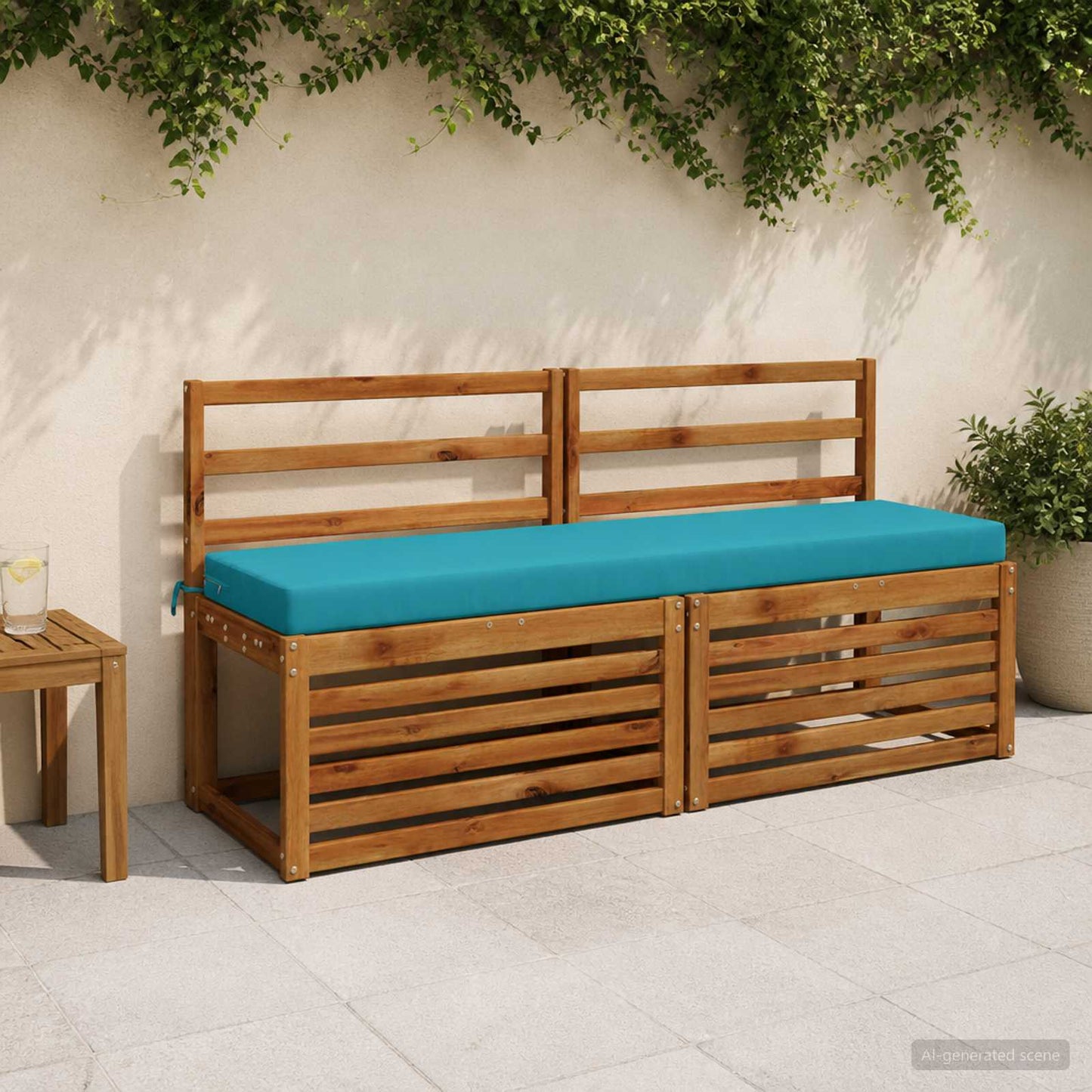 Bench Cushion SOEST 100% Polyester Turquoise 160 x 40 x 8 cm