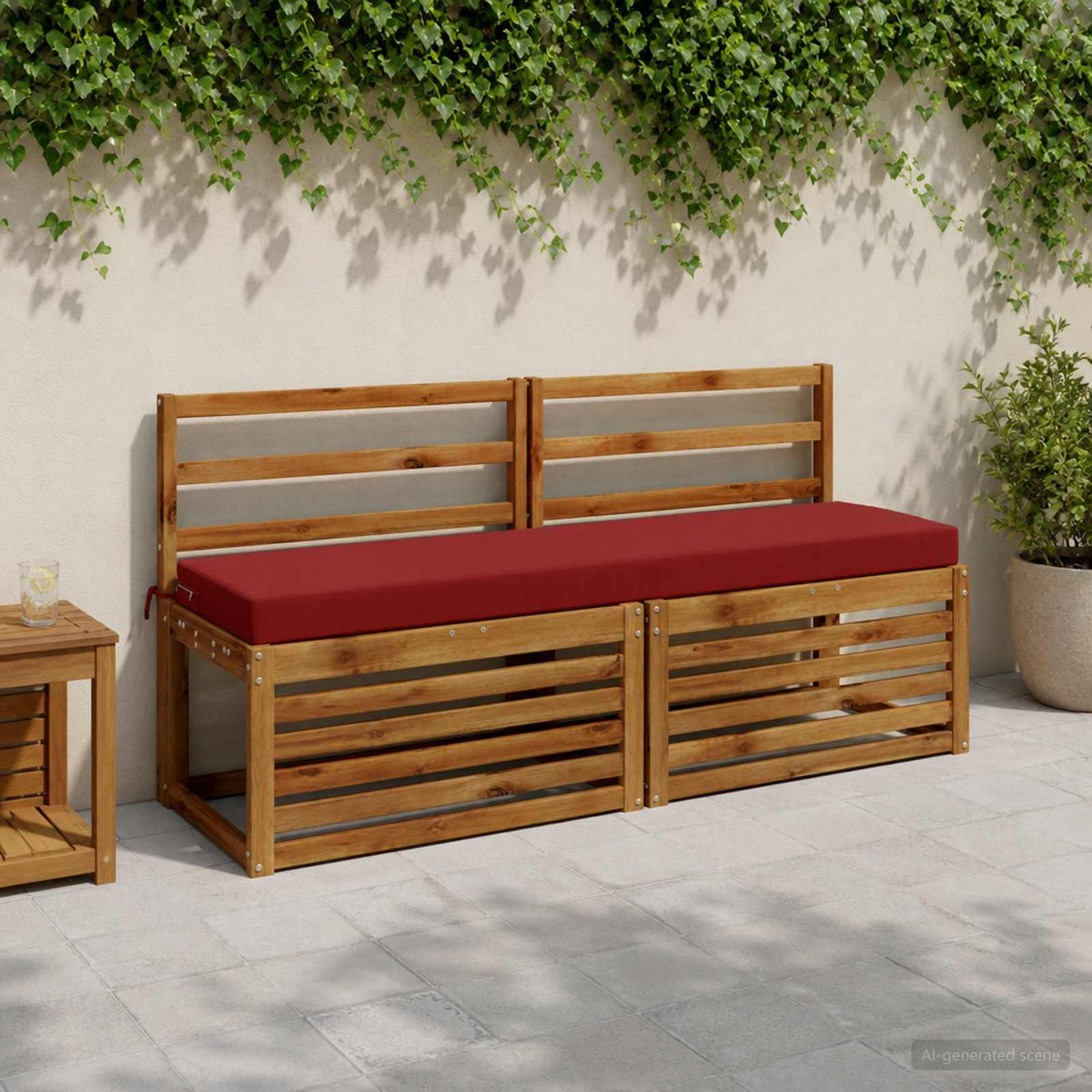 Bench Cushion SOEST 100% Polyester Wine Red 160 x 40 x 8 cm