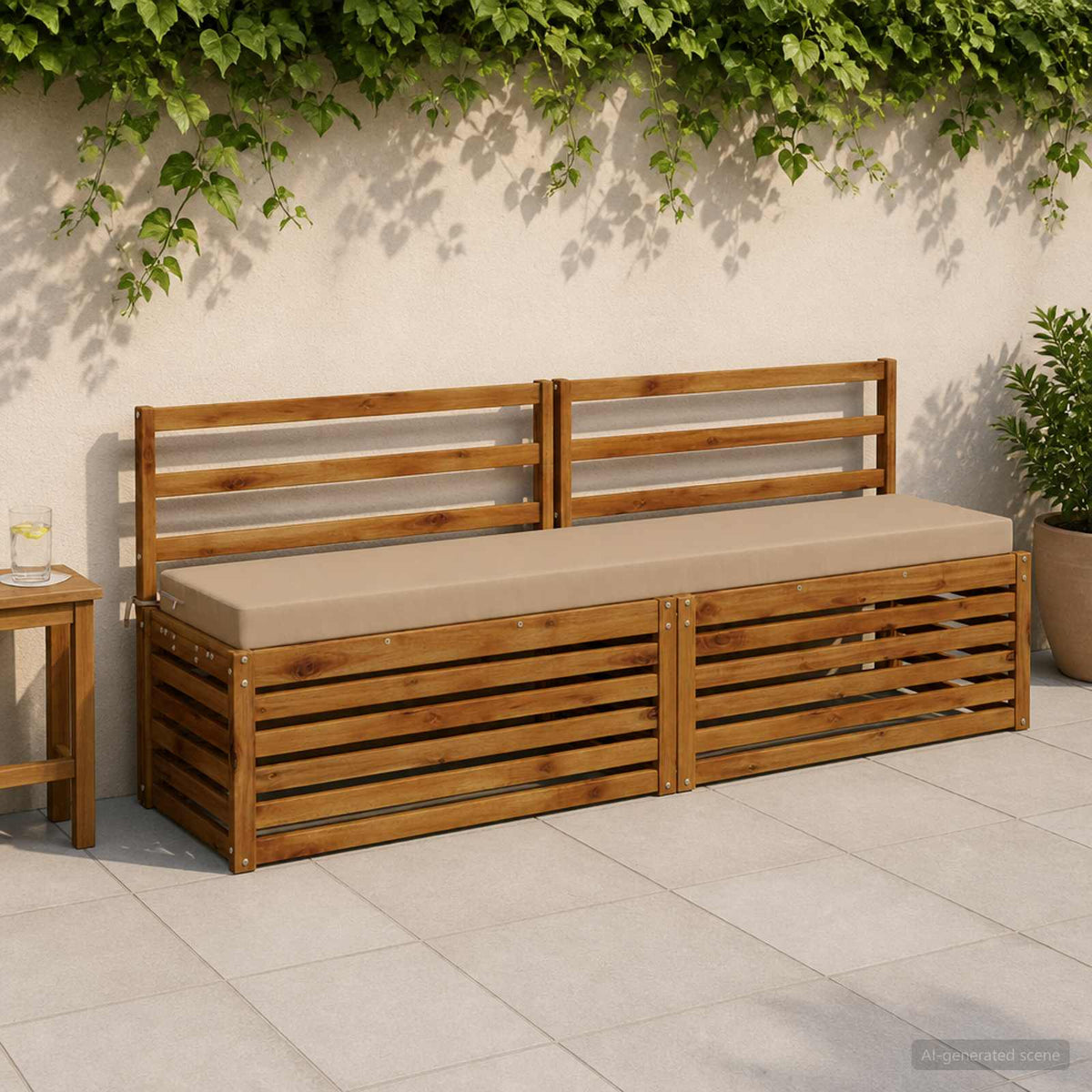 Bench Cushion SOEST 100% Polyester Sand 180 x 40 x 8 cm