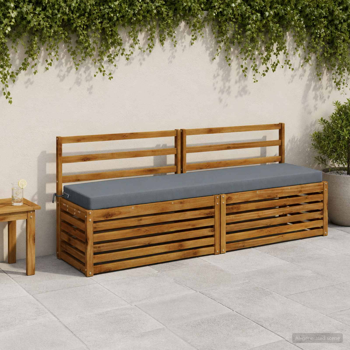Bench Cushion SOEST 100% Polyester Blue 170 x 40 x 8 cm