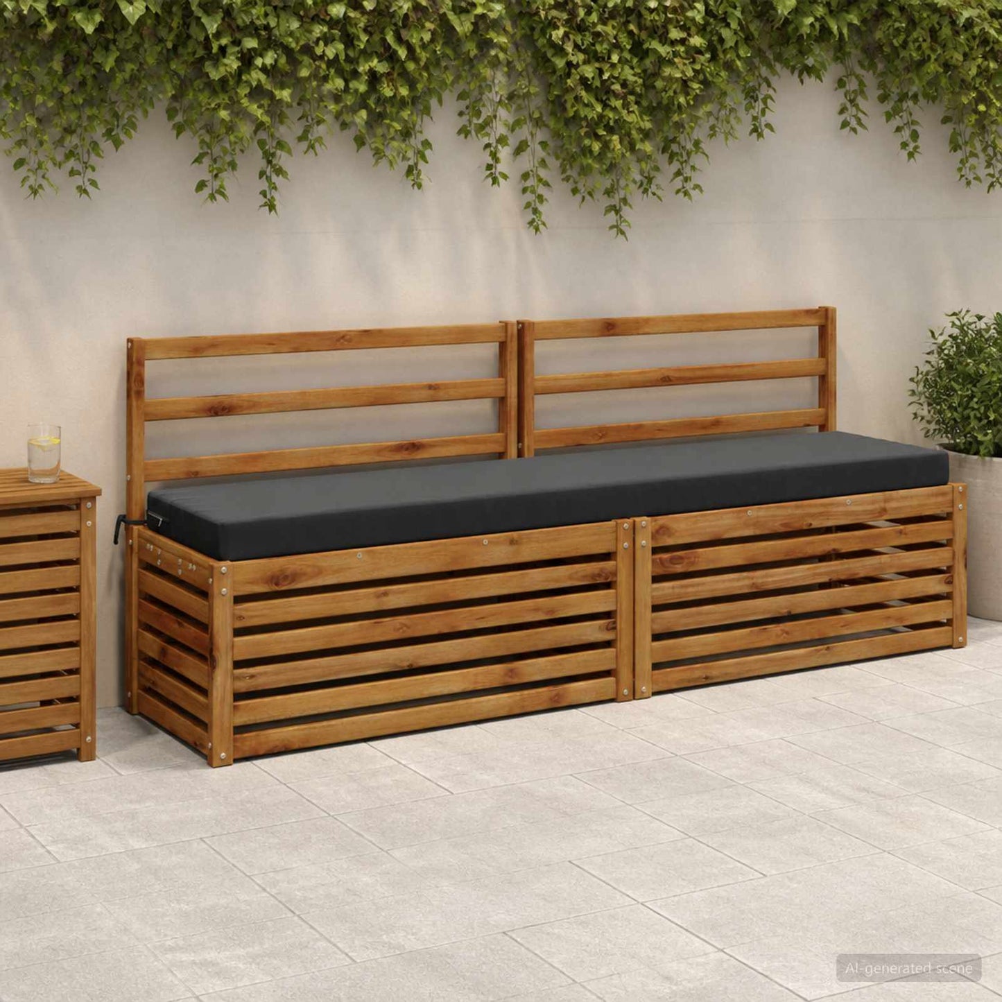 Bench Cushion SOEST 100% Polyester Anthracite 180 x 40 x 8 cm
