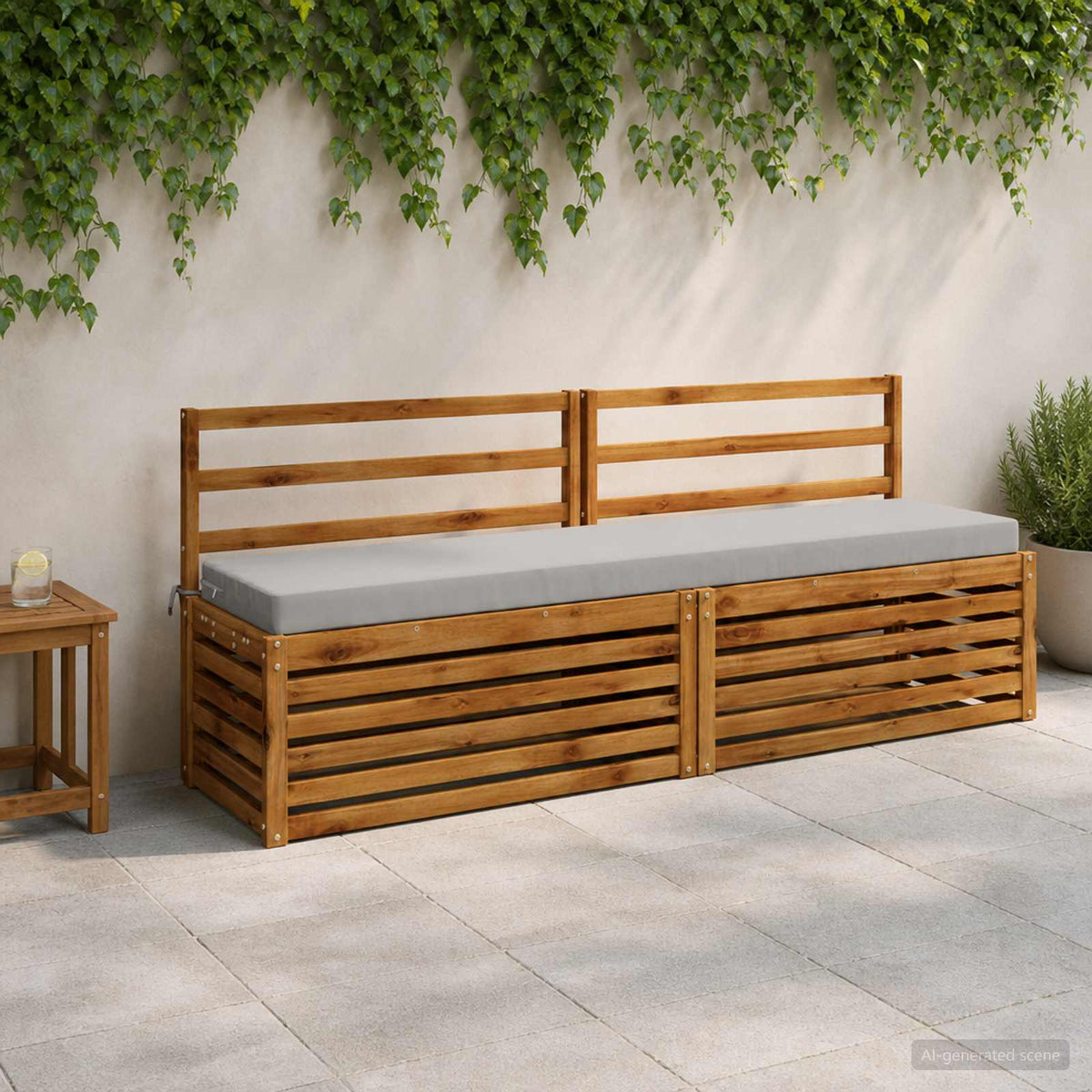 Bench Cushion SOEST 100% Polyester Grey 180 x 40 x 8 cm