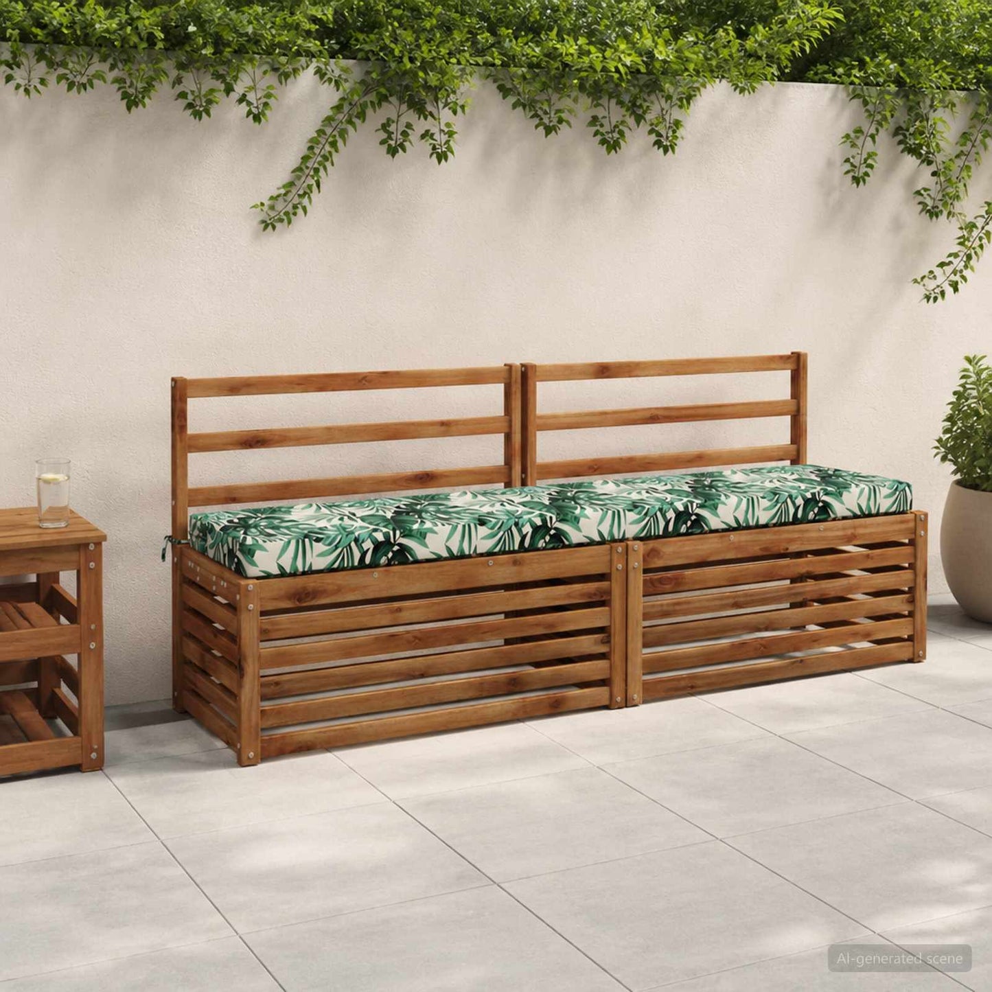 Bench Cushion SOEST 100% Polyester Leaf Pattern 170 x 40 x 8 cm