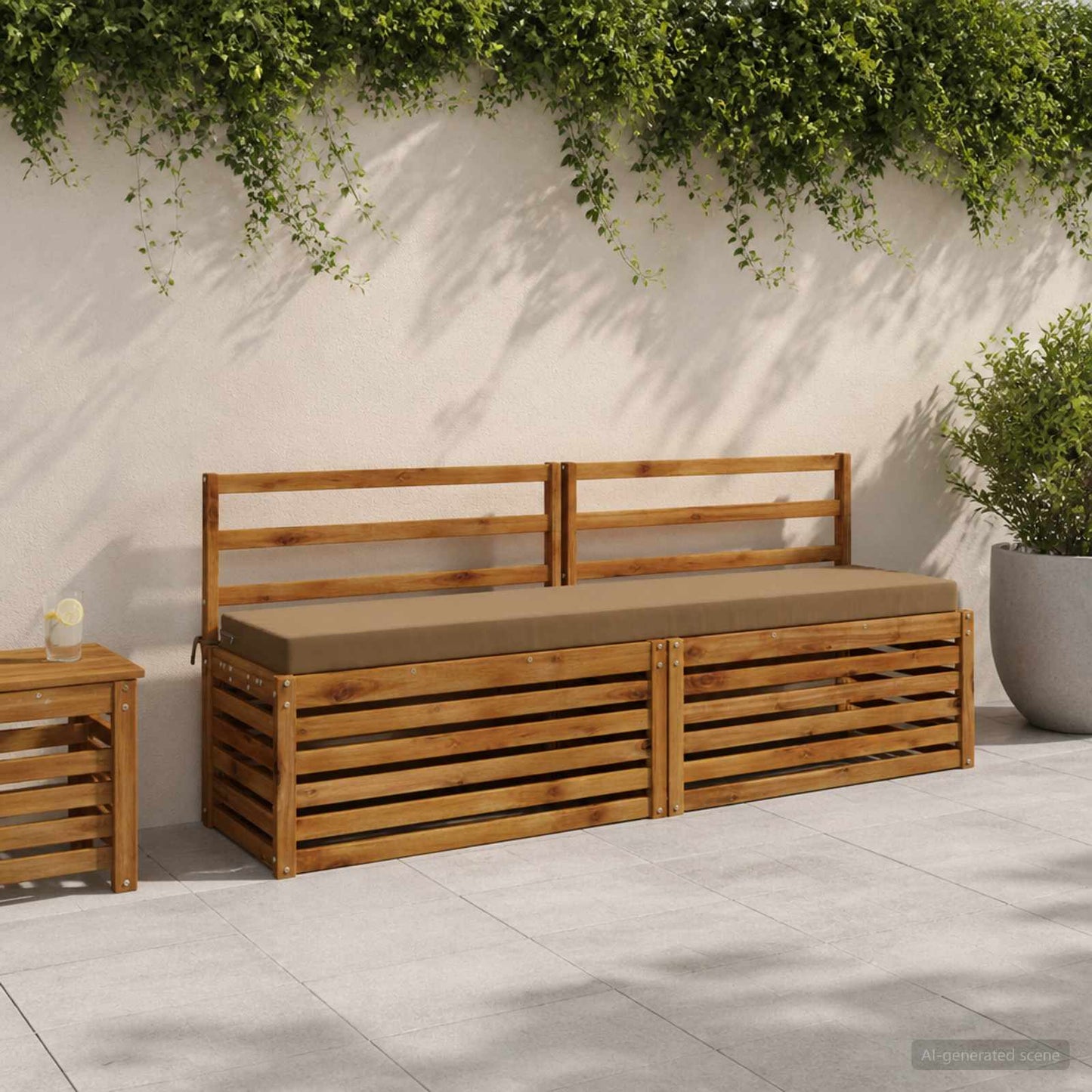 Bench Cushion SOEST 100% Polyester Taupe 170 x 40 x 8 cm