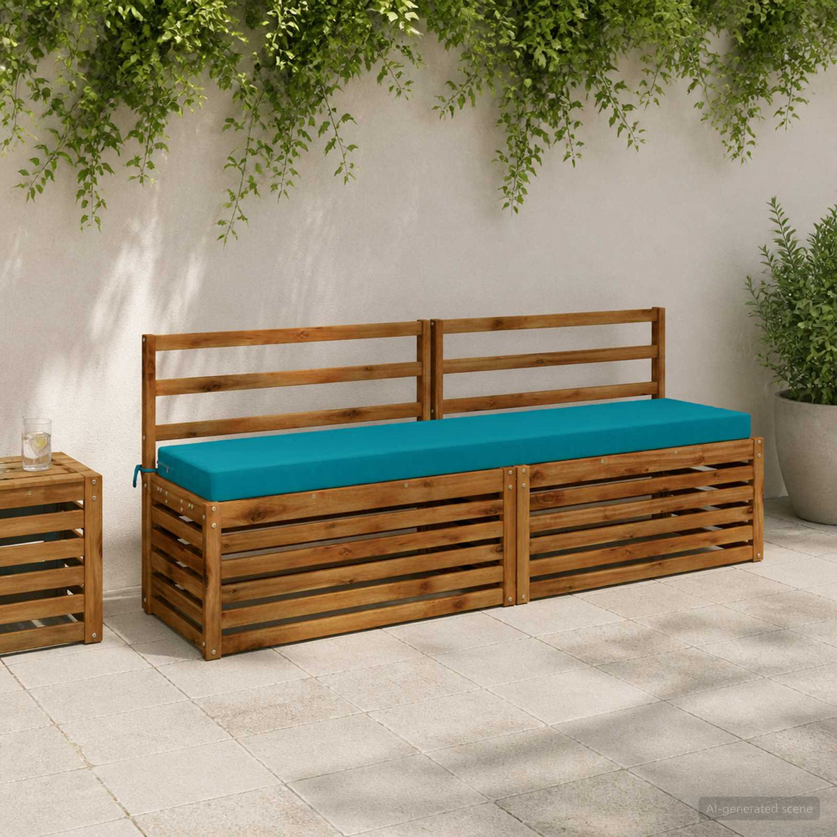 Bench Cushion SOEST 100% Polyester Turquoise 180 x 40 x 8 cm