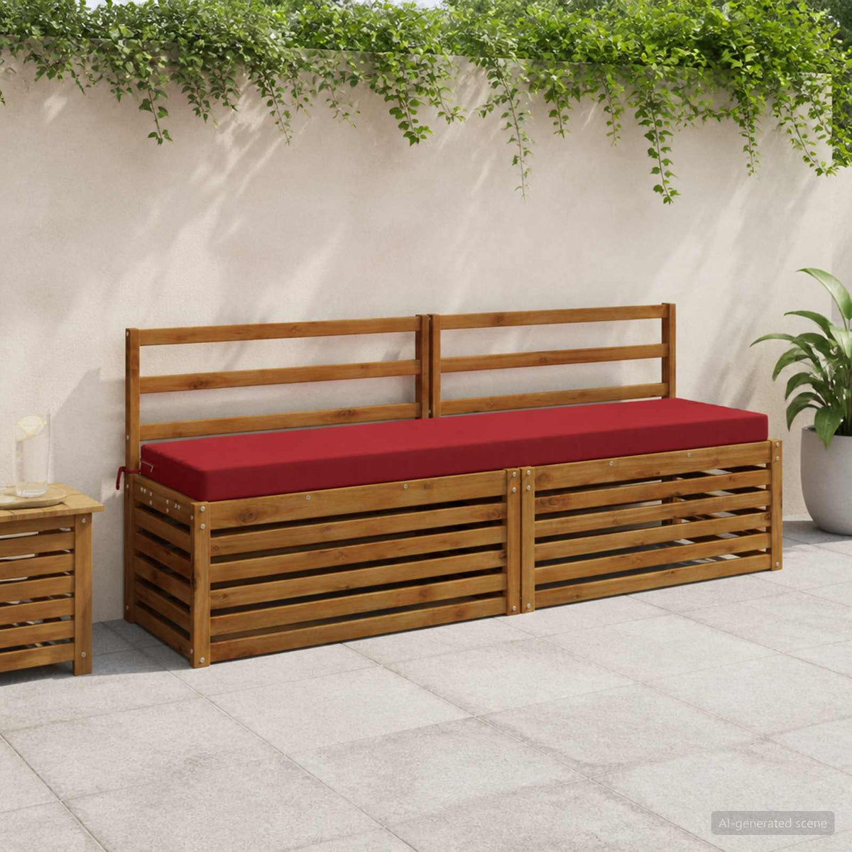 Bench Cushion SOEST 100% Polyester Wine Red 180 x 40 x 8 cm
