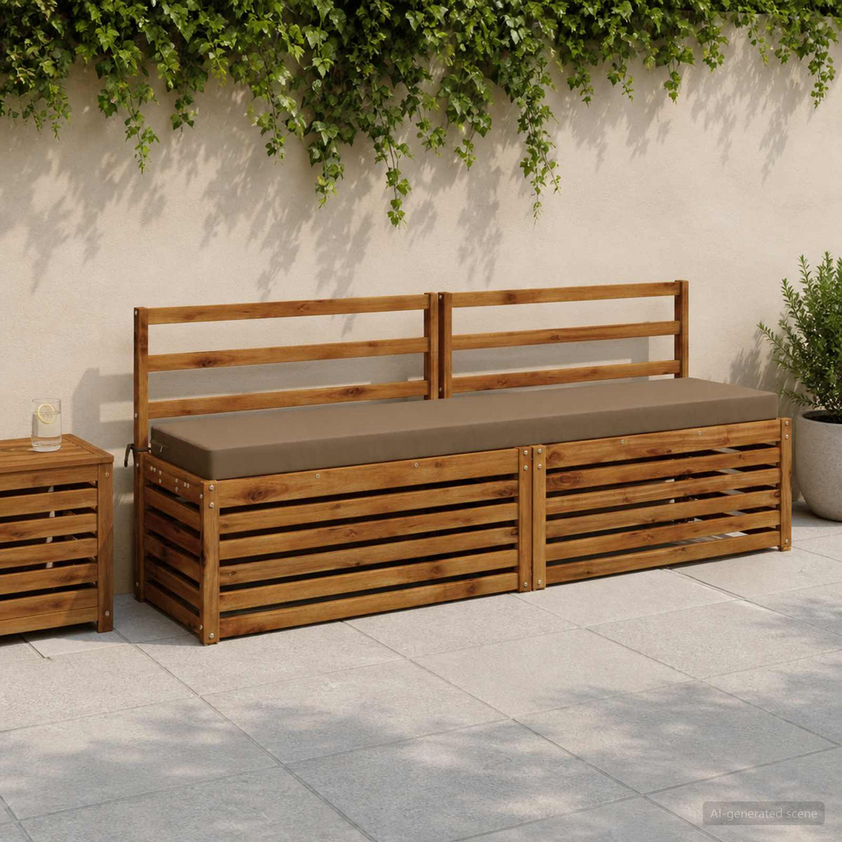 2-Piece Bench Cushions SOEST 2 pcs 100% Polyester Taupe