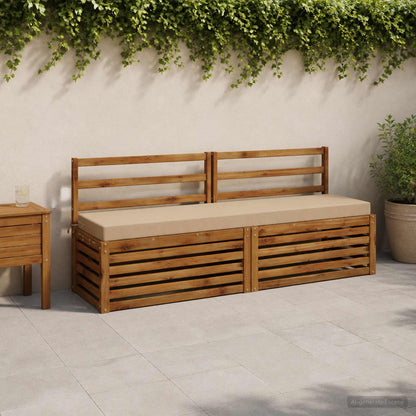 Bench Cushions SOEST 2 pcs 100% Polyester Sand 200 x 40 x 8 cm