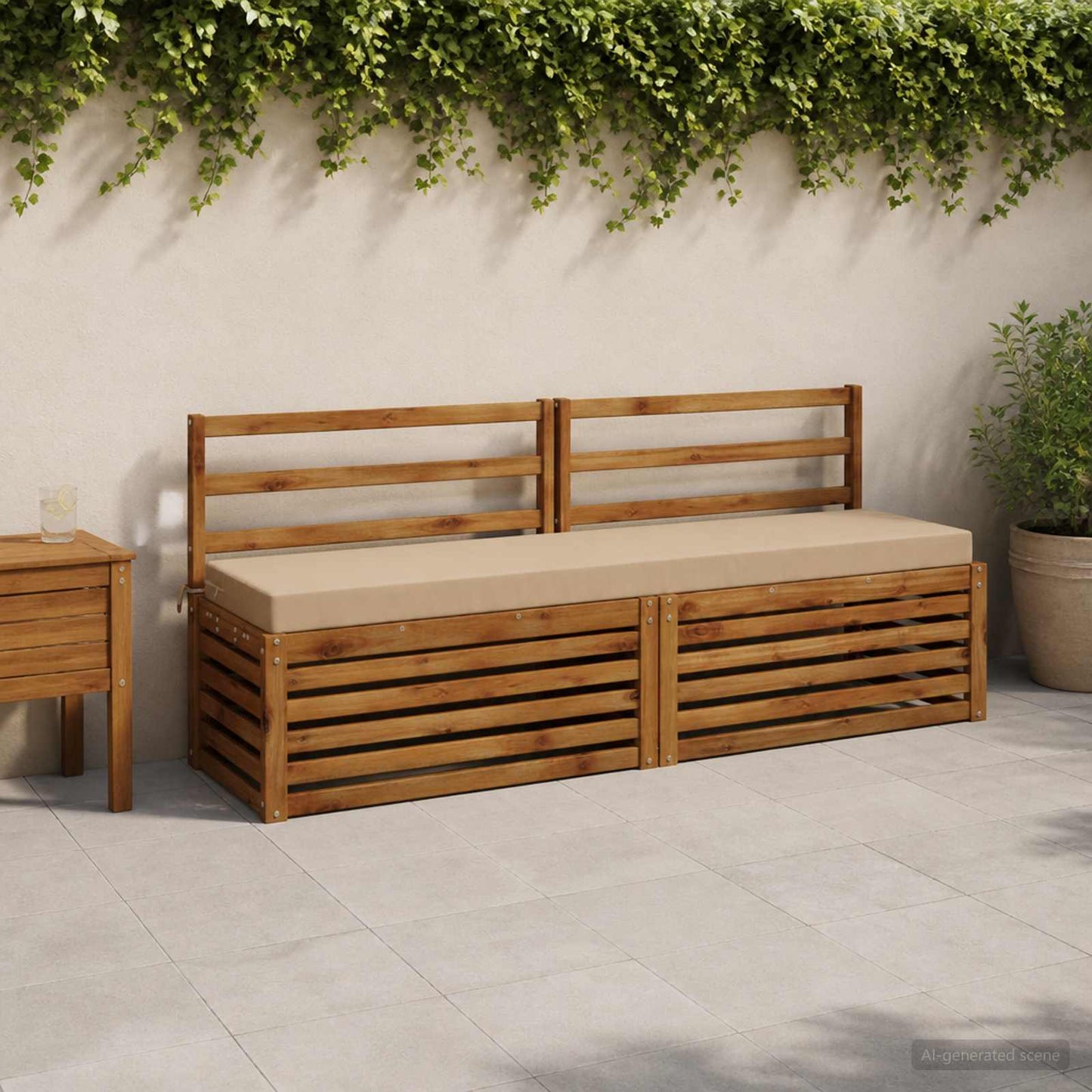Bench Cushion SOEST 100% Polyester Sand 200 x 40 x 8 cm