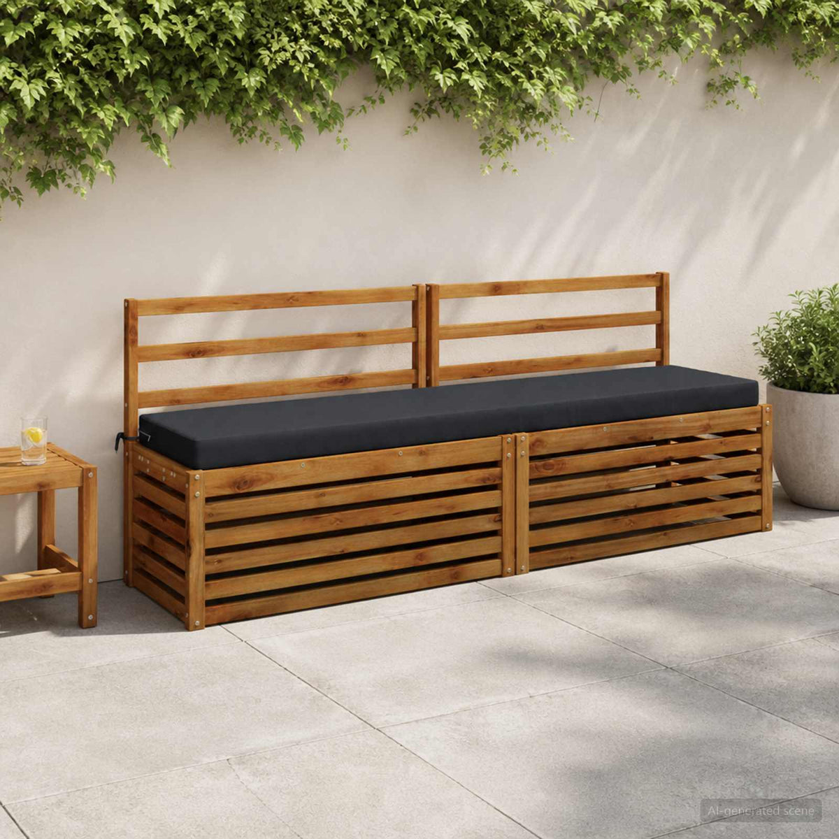 Bench Cushion SOEST 100% Polyester Dark Blue 200 x 40 x 8 cm