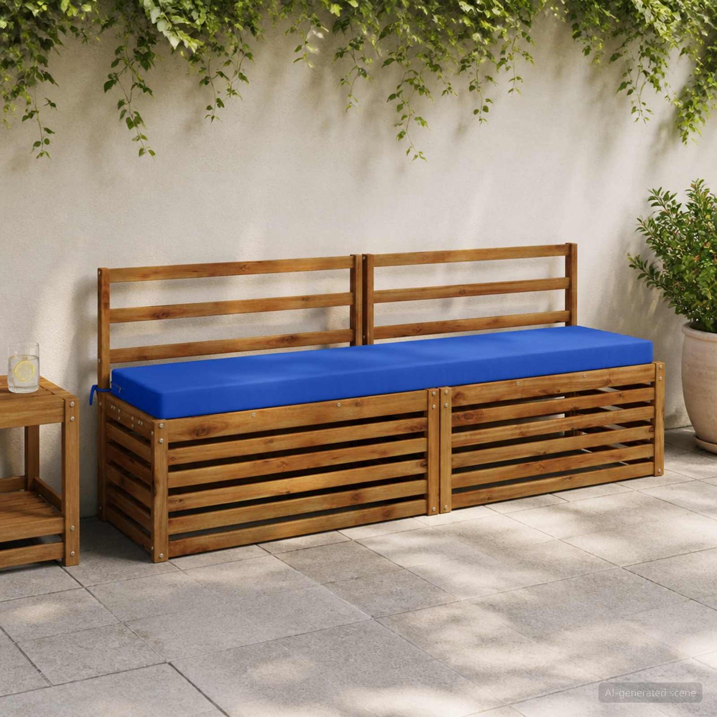Bench Cushion SOEST 100% Polyester Royal Blue 200 x 40 x 8 cm