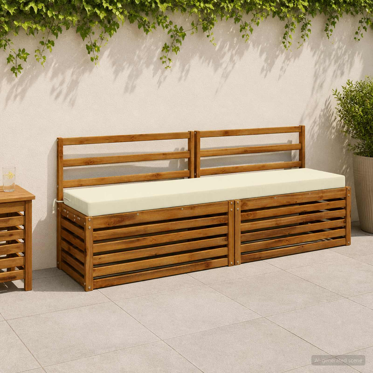 Bench Cushions SOEST 2 pcs 100% Polyester Cream 200 x 40 x 8 cm