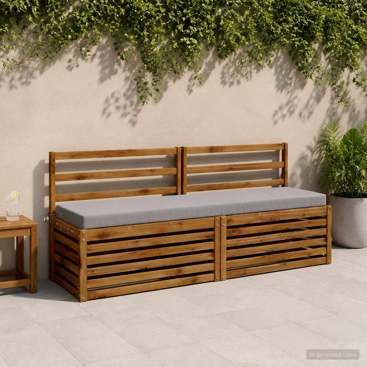 Bench Cushions SOEST 2 pcs 100% Polyester Grey 200 x 40 x 8 cm