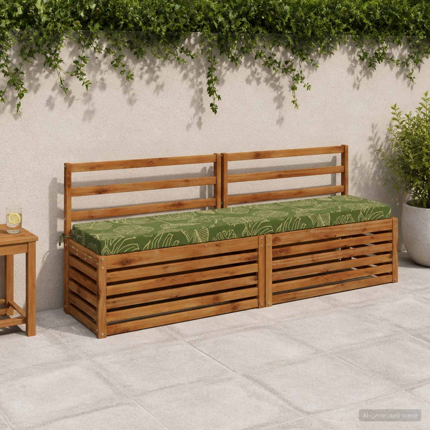 2-Piece Bench Cushions SOEST 2 pcs 100% Polyester Leaf Design