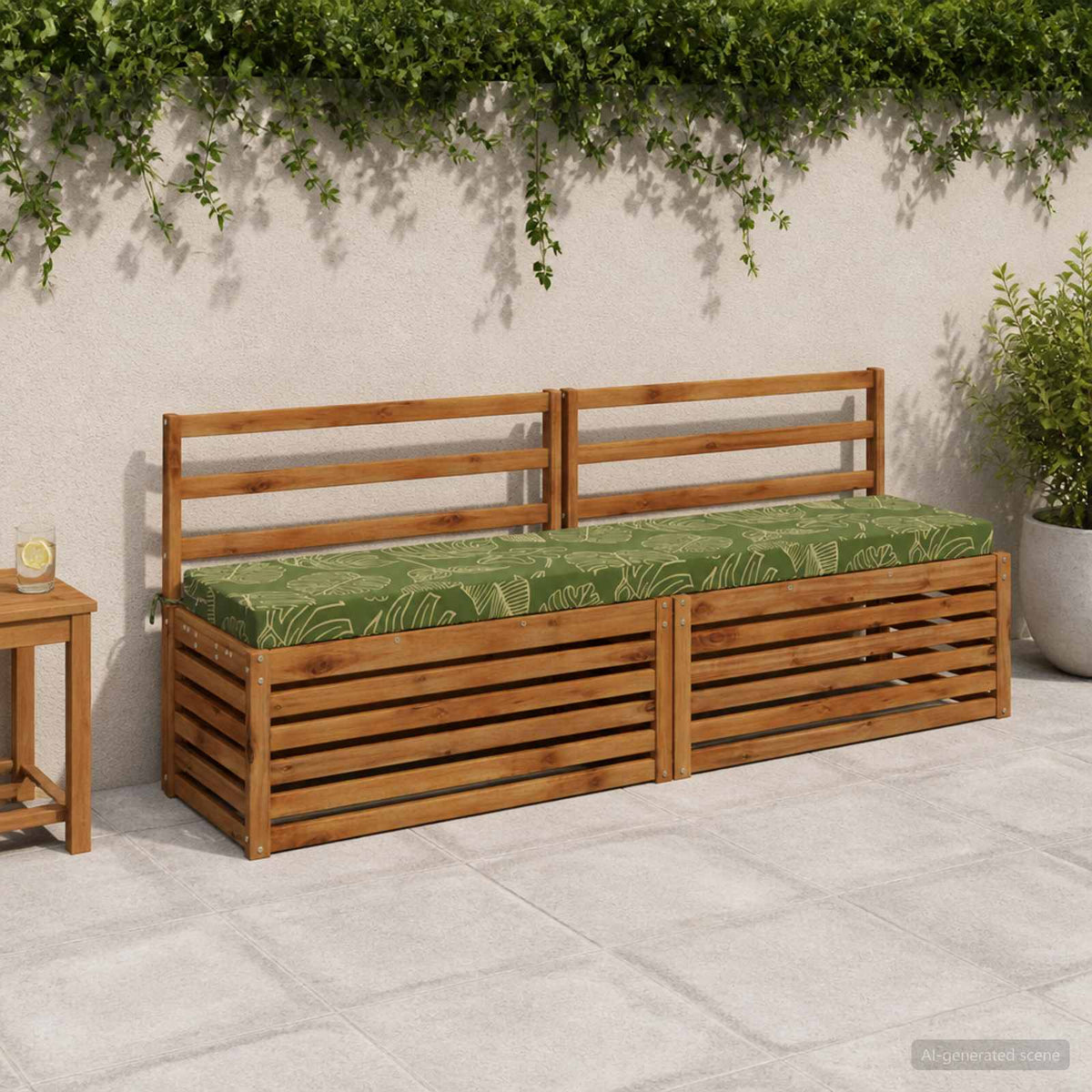 Bench Cushions SOEST 2 pcs 100% Polyester Leaf Design
