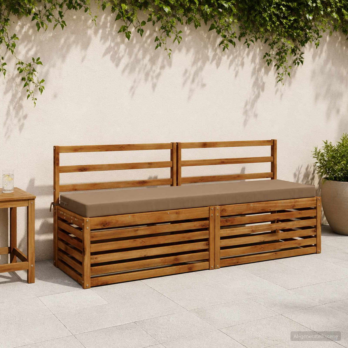 Bench Cushions SOEST 2 pcs 100% Polyester Taupe 200 x 40 x 8 cm