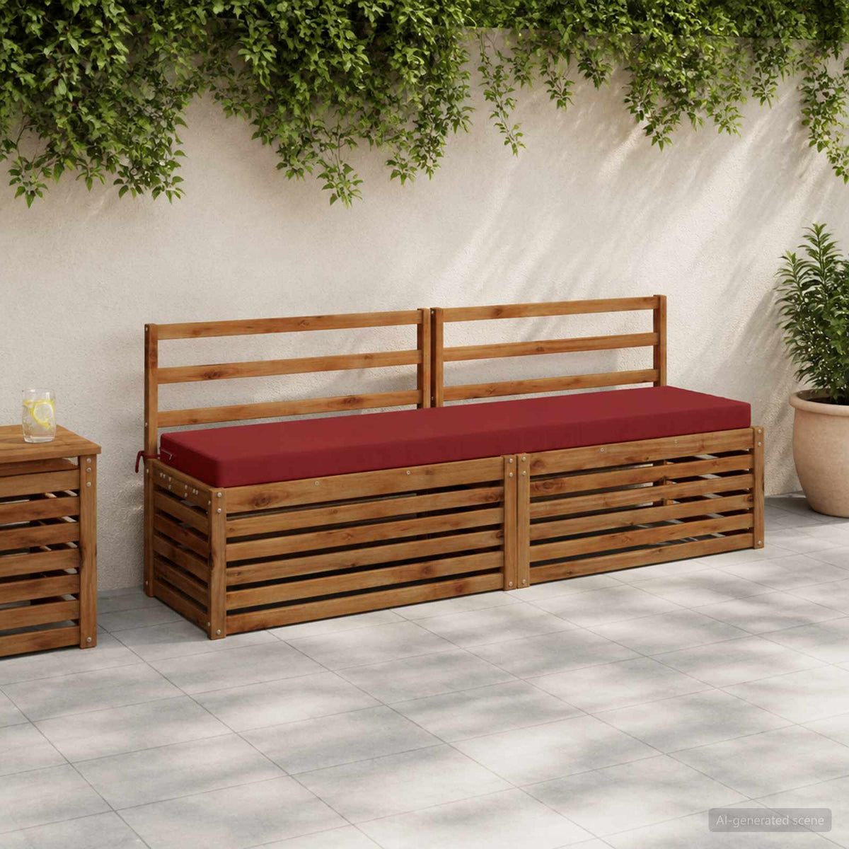 Bench Cushions SOEST 2 pcs 100% Polyester Wine Red