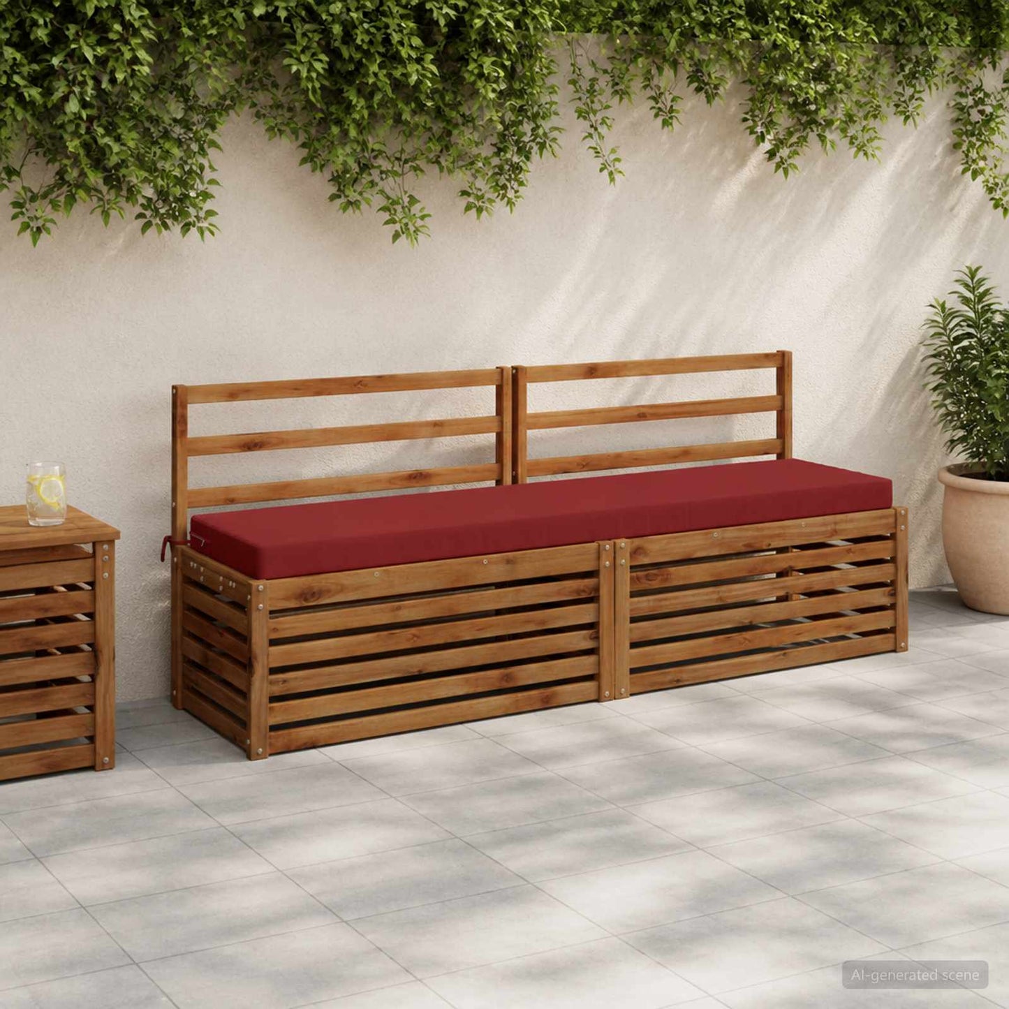 Bench Cushion SOEST 100% Polyester Wine Red 200 x 40 x 8 cm