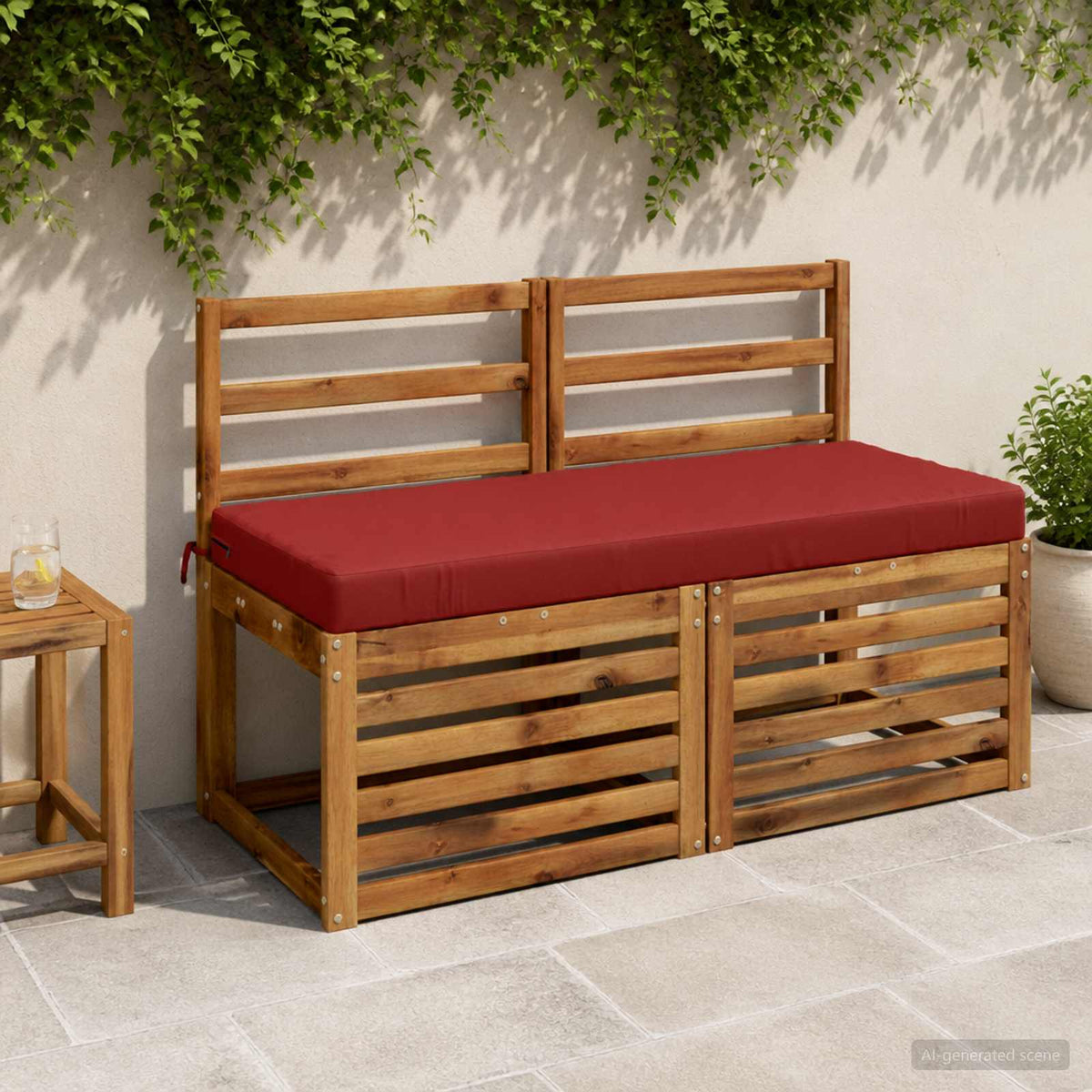 2-Piece Bench Cushions SOEST 2 pcs 100% Polyester Red