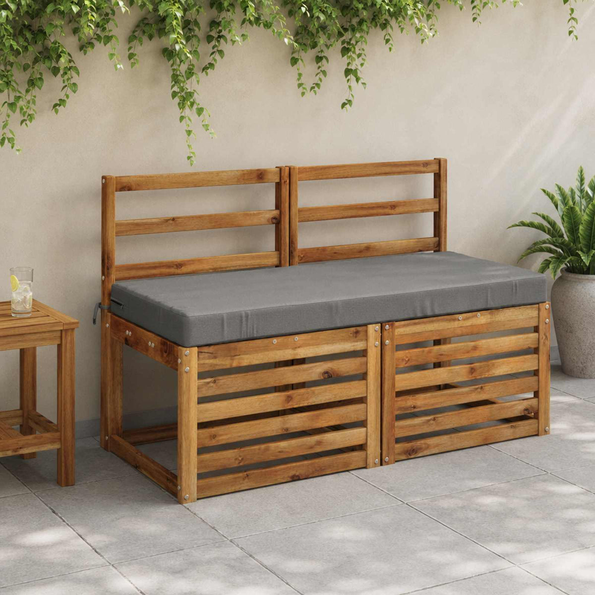 Bench Cushions SOEST 2 pcs 100% Polyester Grey 120 x 50 x 8 cm