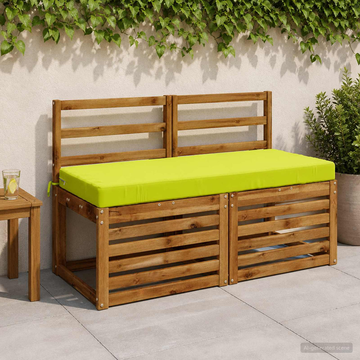 Bench Cushion SOEST 100% Polyester Bright Green 120 x 50 x 8 cm