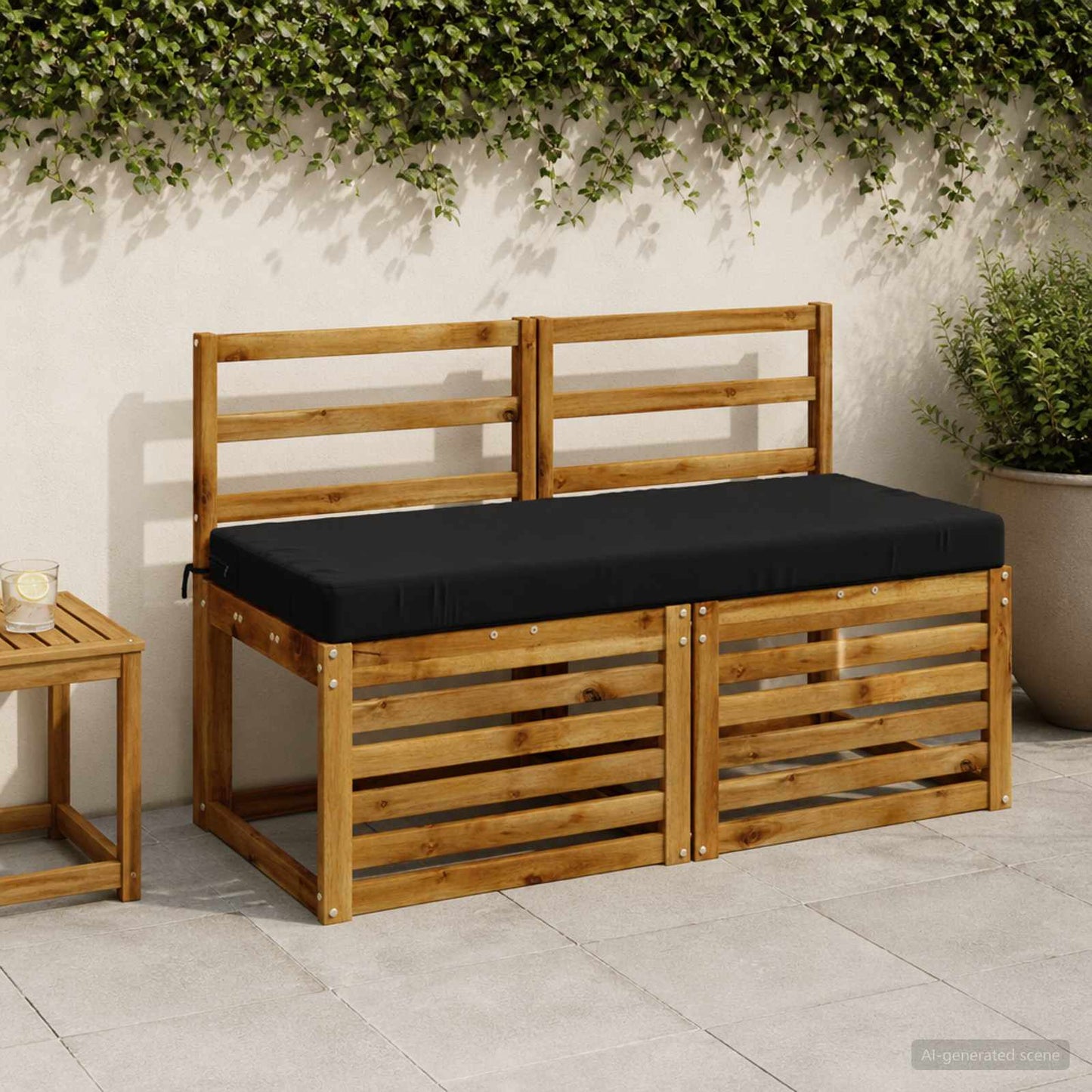 Bench Cushion SOEST 100% Polyester Black 120 x 50 x 8 cm