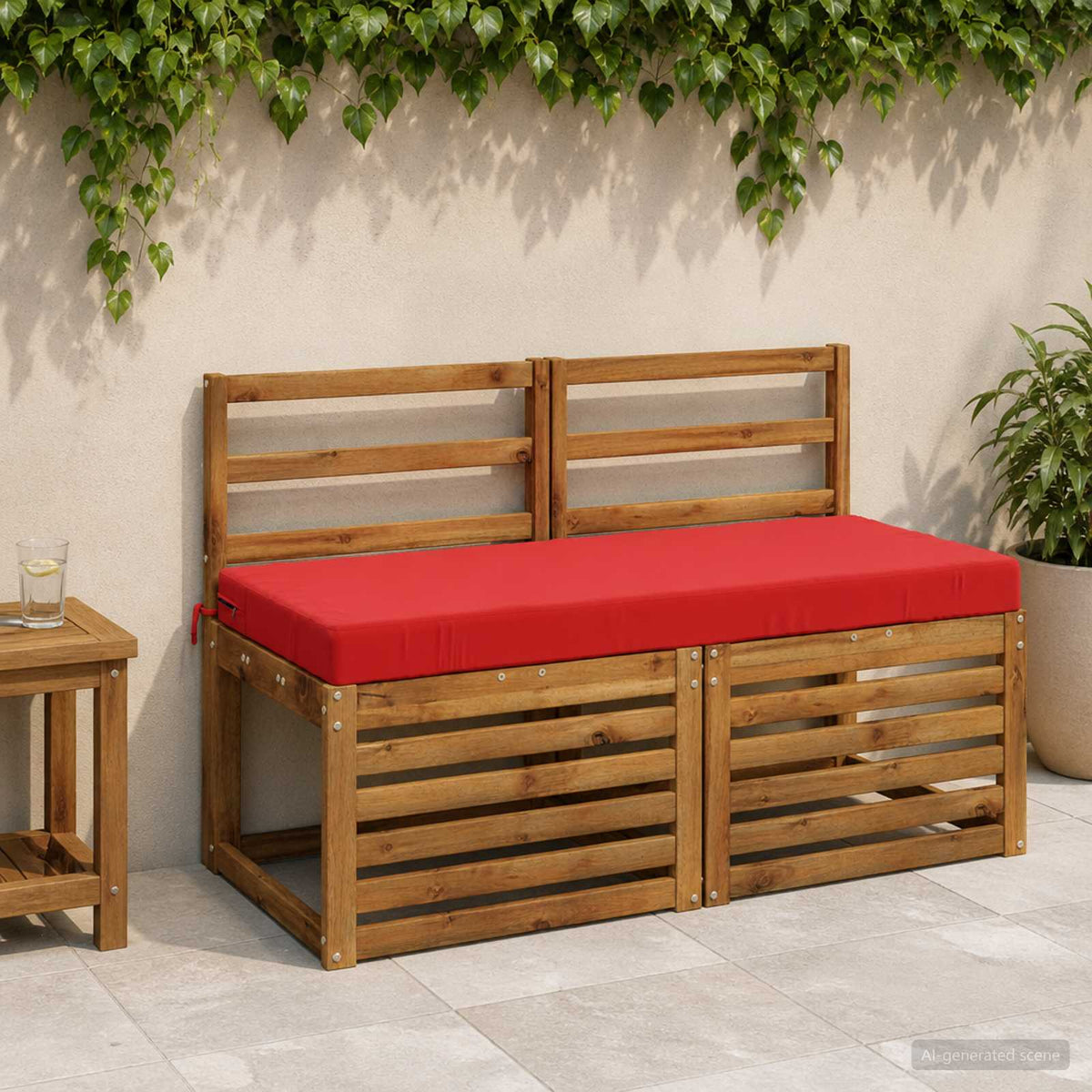 Bench Cushion SOEST 100% Polyester Red 120 x 50 x 8 cm
