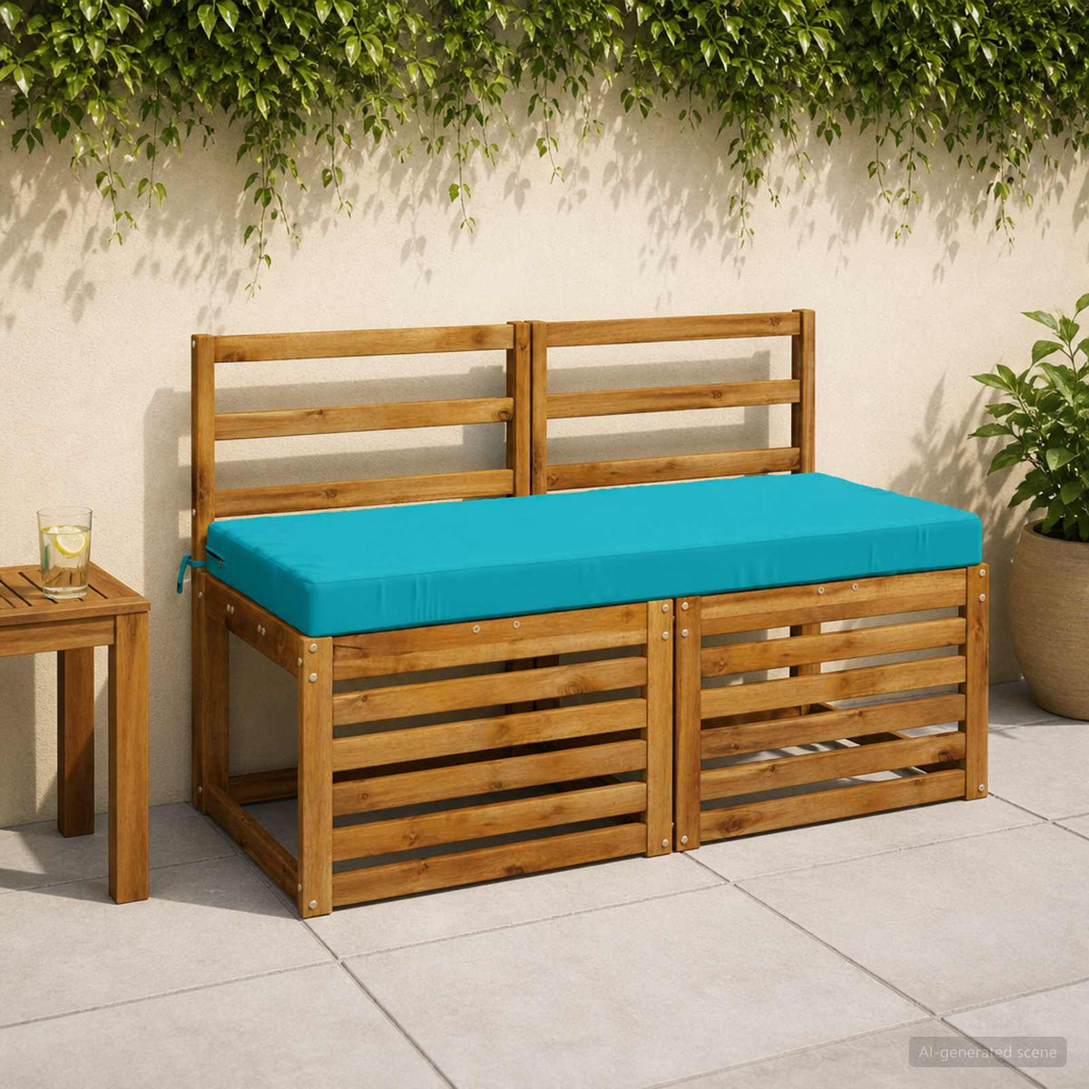 Bench Cushion SOEST 100% Polyester Turquoise 120 x 50 x 8 cm