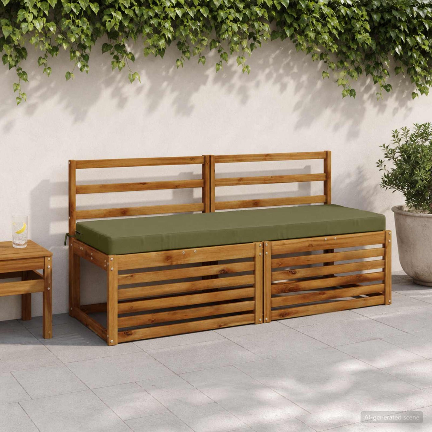 2-Piece Bench Cushions SOEST 2 pcs 100% Polyester Olive Green
