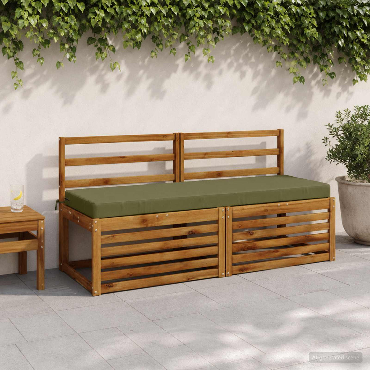 Bench Cushion SOEST 100% Polyester Olive Green 150 x 50 x 8 cm