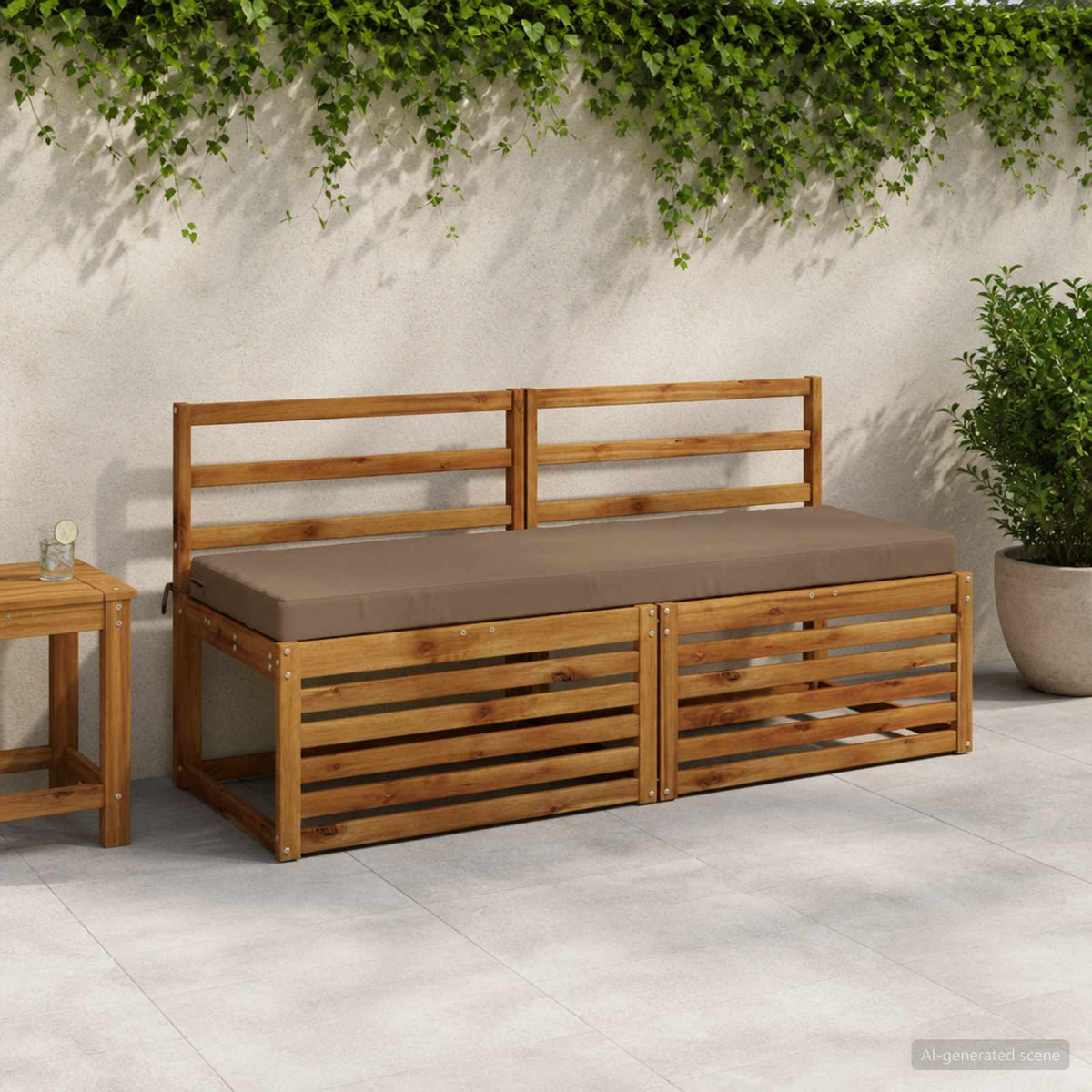 Bench Cushions SOEST 2 pcs 100% Polyester Taupe 140 x 50 x 8 cm