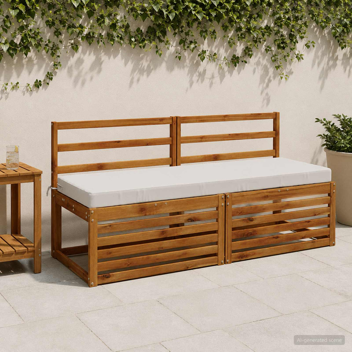 Bench Cushion SOEST 100% Polyester White 150 x 50 x 8 cm