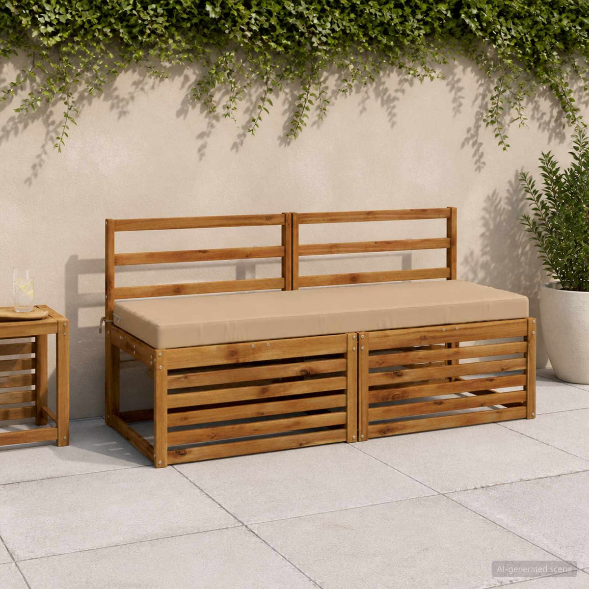Bench Cushion SOEST 100% Polyester Sand 140 x 50 x 8 cm