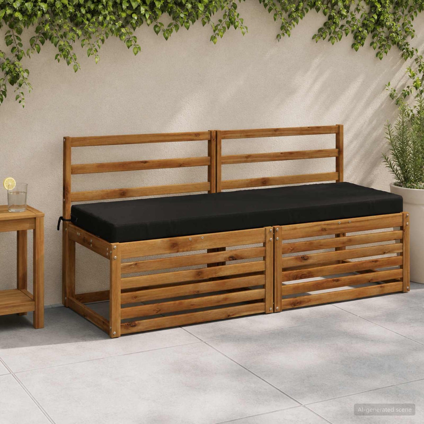 Bench Cushion SOEST 100% Polyester Black 150 x 50 x 8 cm