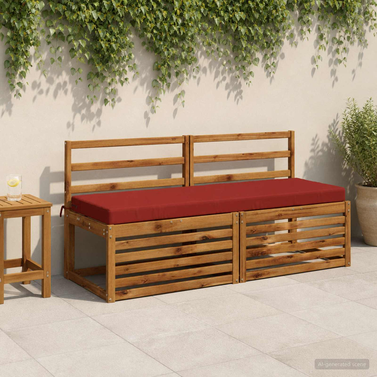 Bench Cushions SOEST 2 pcs 100% Polyester Red 140 x 50 x 8 cm