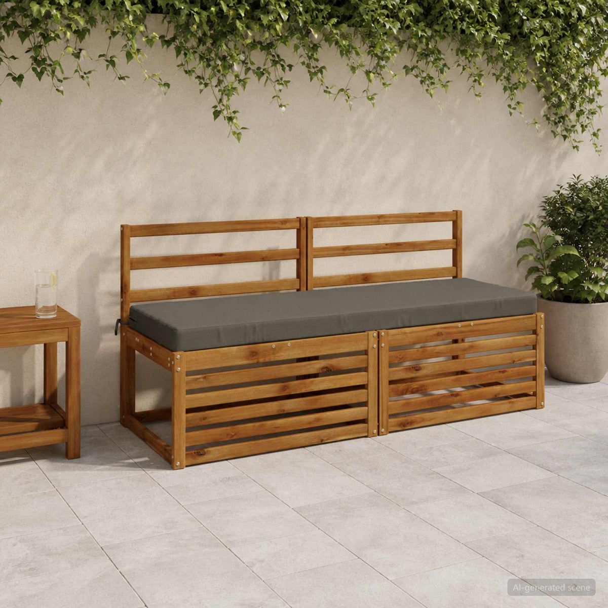 Bench Cushions SOEST 2 pcs 100% Polyester Grey 150 x 50 x 8 cm