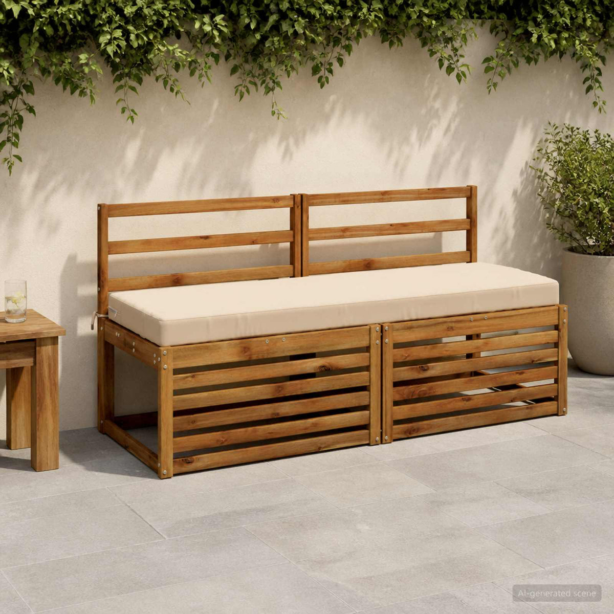 Bench Cushion SOEST 100% Polyester Cream 150 x 50 x 8 cm