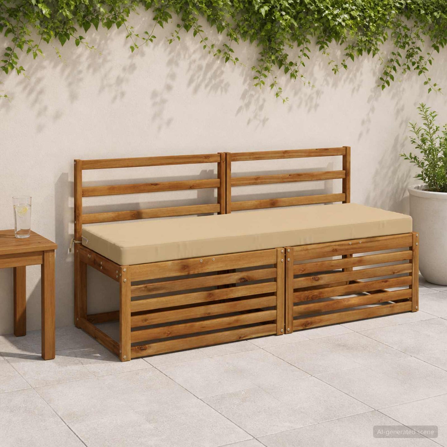 2-Piece Bench Cushions SOEST 2 pcs 100% Polyester Beige