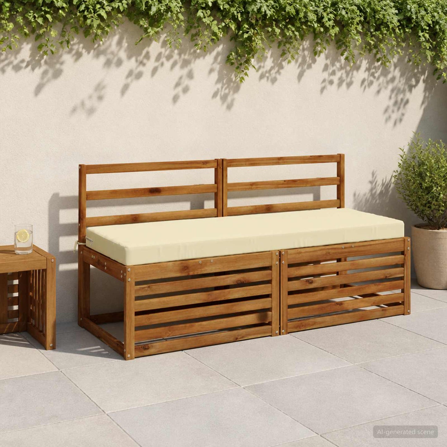 Bench Cushion SOEST 100% Polyester Cream 140 x 50 x 8 cm