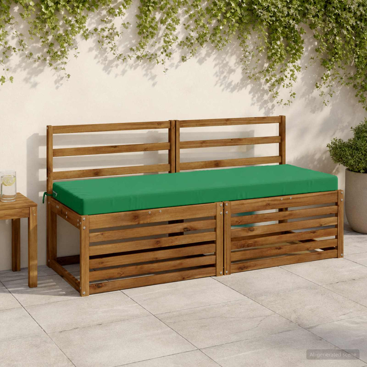 Bench Cushions SOEST 2 pcs 100% Polyester Green 140 x 50 x 8 cm