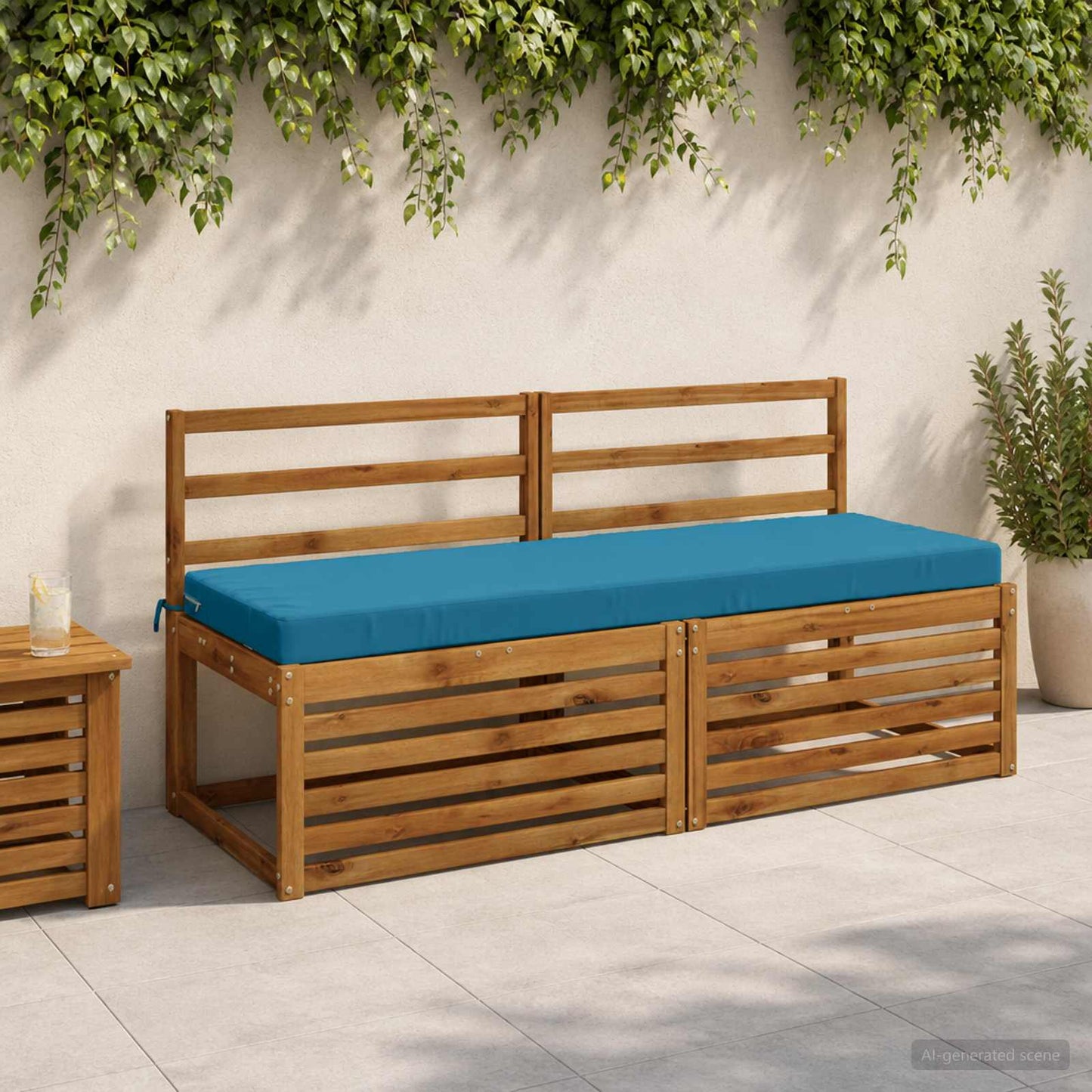 Bench Cushion SOEST 100% Polyester Light Blue 150 x 50 x 8 cm