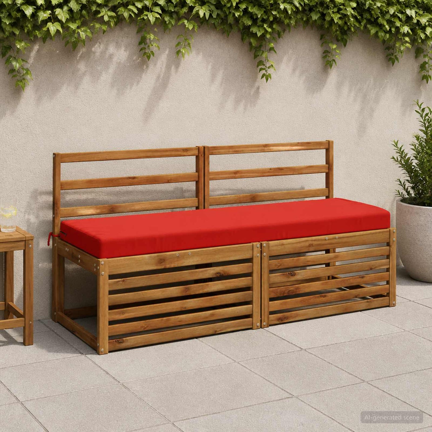 Bench Cushion SOEST 100% Polyester Red 140 x 50 x 8 cm